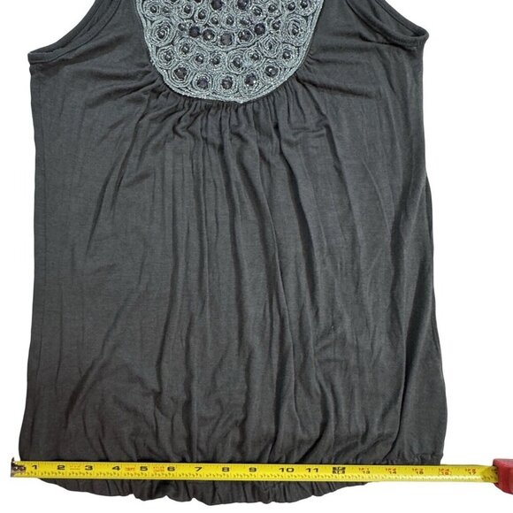 JULIE'S CLOSET Beaded Jeweled Tank Top Women's Small Gray Blouson Stretch Knit - Picture 11 of 15